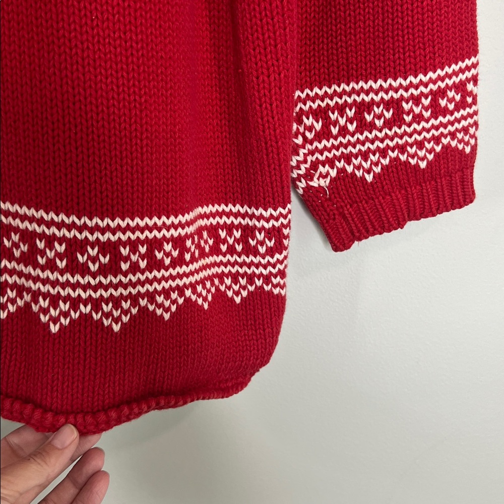 Vintage Eddie Bauer 100% Cotton Nordic Red and White Sweater size Small - Picture 8 of 11